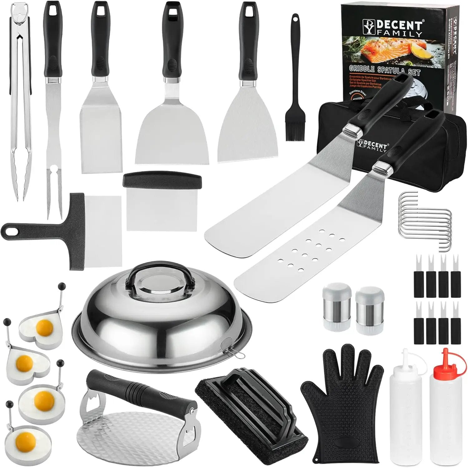 Griddle Accessories Kit, 39PCS Flat Top Grill Accessories Set, Griddle Accessories Set with Basting Cover, Spatula, Scraper, Burger Press, Tongs, Cleaning Kit by GreenHaven Gardens