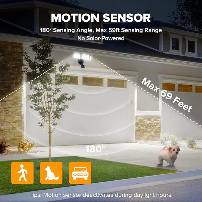 LUTEC 2 Pack 72W 7500LM LED Security Lights Motion Sensor Light Outdoor, 5000K Daylight, IP65 Waterproof, Dusk to Dawn, 3-Head Motion Detected Flood Light for Garage, Yard, Porch(Black) by GreenHaven Gardens