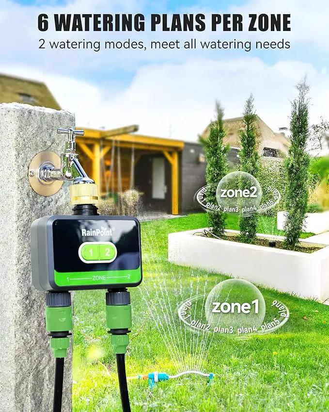 RAINPOINT Bluetooth Water Timer for Garden Hose, Smart Hose Timer 2 Outlet(Not Hub), Wireless Sprinkler Watering Timer with Rain Delay, Automatic Irrigation System for Lawns and Yard by GreenHaven Gardens