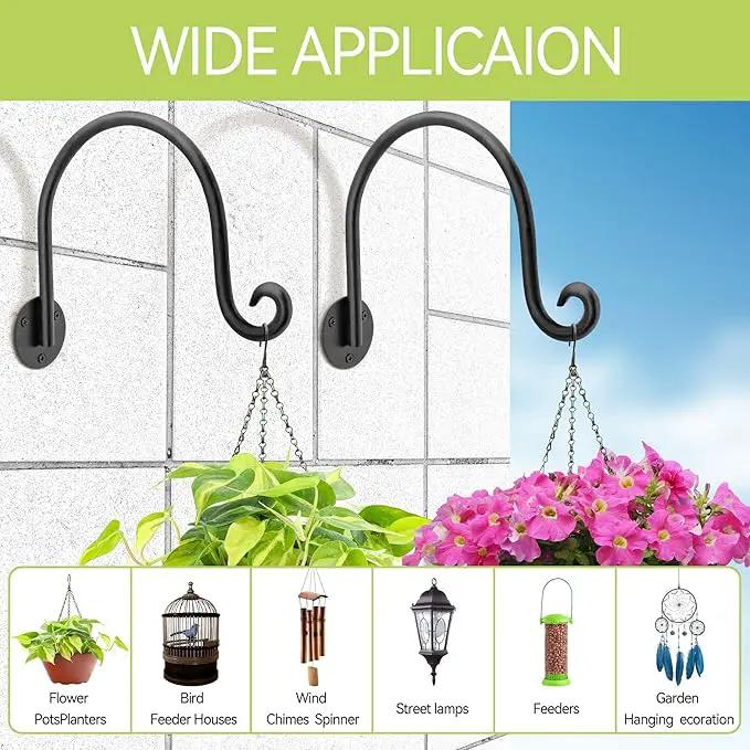 AJART Hanging Plant Hanger Outdoor: Bird Feeder Wall Hooks - 8 Inch Plant Bracket Hook for Hanging Flower Baskets 2 Pieces by GreenHaven Gardens