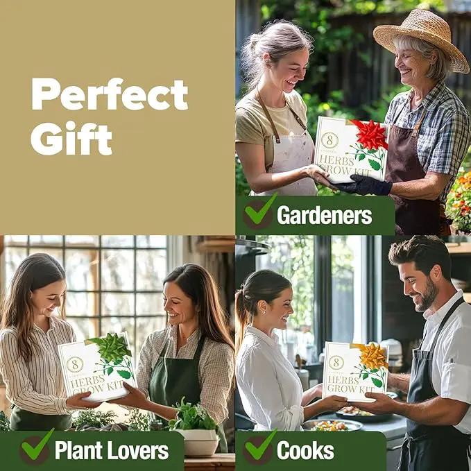 HOME GROWN 𝗣𝗥𝗘𝗠𝗜𝗨𝗠 𝗛𝗘𝗥𝗕 𝗞𝗜𝗧 8 Herb Seeds Garden Kit, Complete Indoor Planter Gift with Basil Cilantro Mint & More, Unique Kitchen Growing Set for Women Men, Birthday Housewarming Present by GreenHaven Gardens