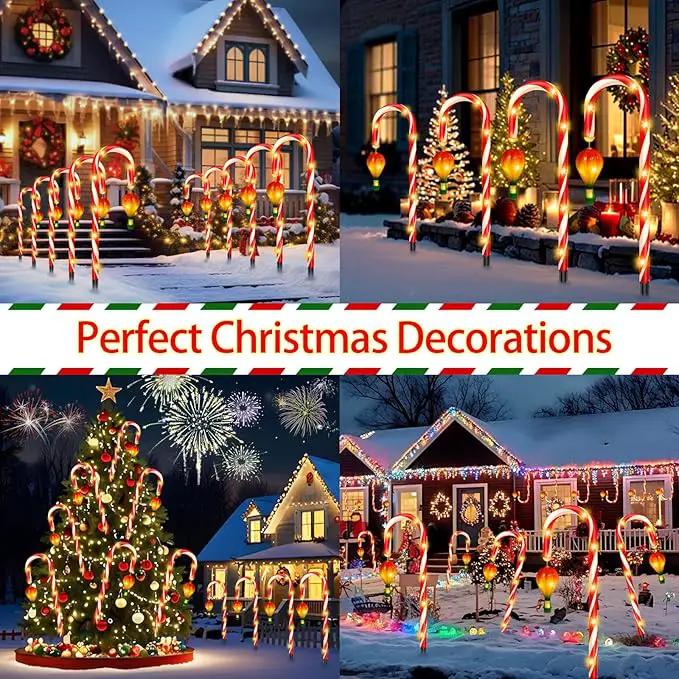 6 Pack Outdoor Christmas Decorations, 21" Solar Candy Cane Christmas Lights with Lantern and 90 Bright LED, Waterproof 8 Modes Outside Xmas Decorations for Outdoor Yard Garden Pathway by GreenHaven Gardens