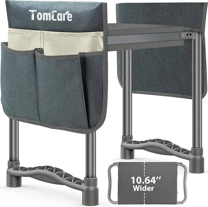 TomCare Garden Kneeler and Seat 10.64” Wider Larger Soft Kneeling Pad Garden Bench with 2 Large Tool Pouches Heavy Duty Garden Stool Foldable Tools Gardening Gifts for Women Men Gardeners,Grey by GreenHaven Gardens