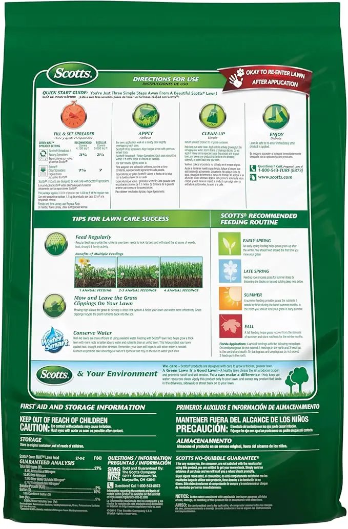 Scotts Green Max Lawn Food, Lawn Fertilizer Plus Iron Supplement for Greener Grass in 3 Days, 5,000 sq. ft., 16.67 lbs. by GreenHaven Gardens