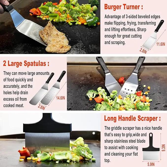 38PCS Flat Top Grill Accessories Set - Must Have for Your Outdoor with Professional Griddle Spatula, Cleaning Kit, Grill Basting Cover - Ideal Griddle Gift for Men Women by GreenHaven Gardens
