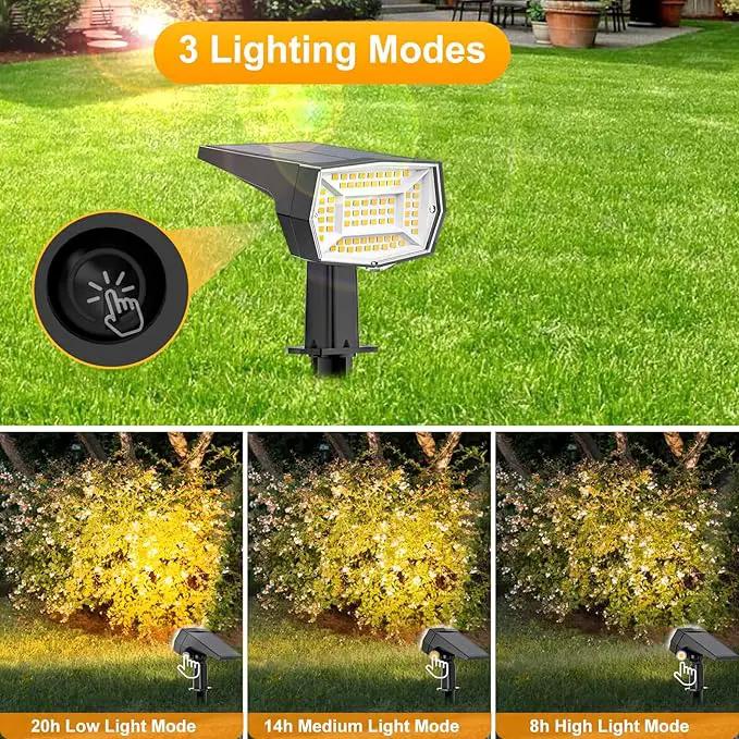 Fabrito 72 LEDs Solar Spot Lights Outdoor Waterproof, 3 Modes Landscape Spotlights, Dusk to Dawn Solar Powered Flood Wall Lights for Outside, Solar Garden Lights for Yard Porch 6 Pack (Warm White) by GreenHaven Gardens