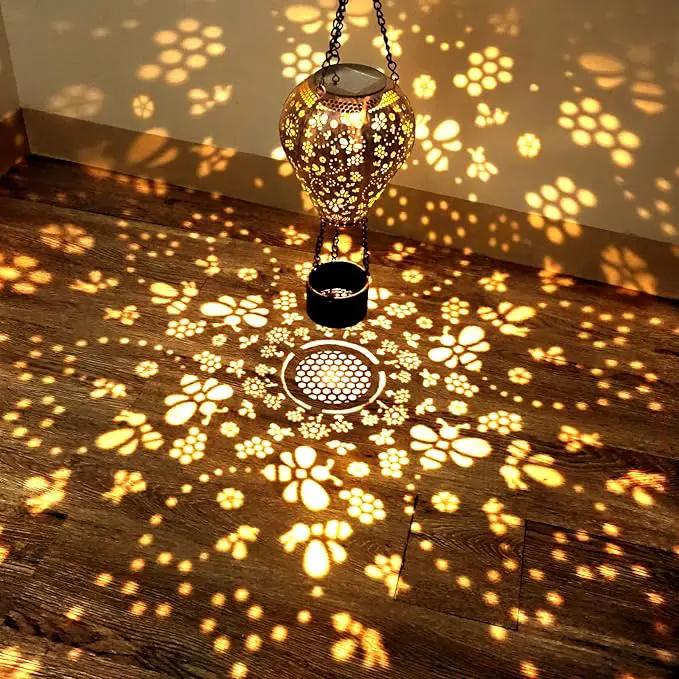 Bee Decor Hot Air Balloon Solar Lantern – Outdoor Decorative Hanging Light for Garden Yard Patio Porch Lawn and Pathway – Unique Housewarming, Birthday Gift for Women Mom Grandma by GreenHaven Gardens