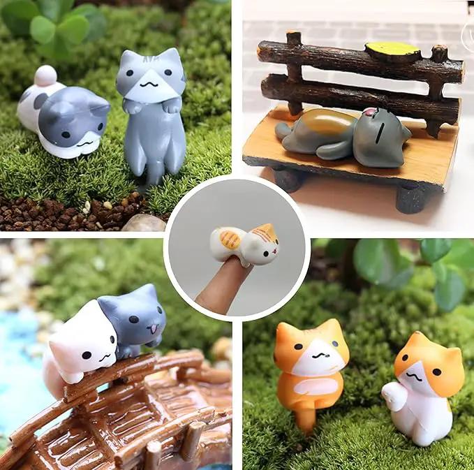 Mini Cute Tuxedo Small Cat Figures Decor, Miniature Fairy Garden Cat Succulent, 12 Pcs Lovely Cat Figurines For Cat Lovers, Tiny Terrarium Animal Statues Ornaments For Home Decoration Micro Landscape by GreenHaven Gardens
