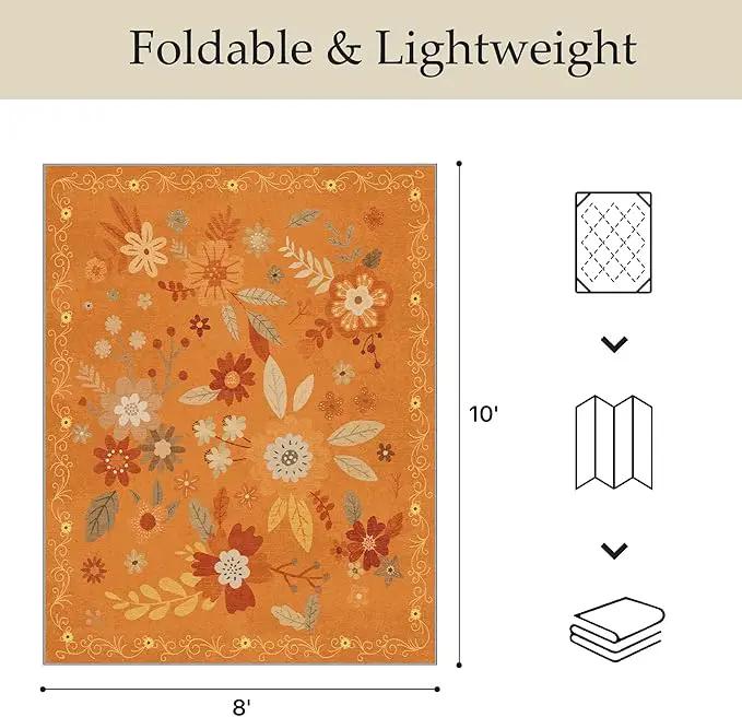GENIMO Indoor Outdoor Area Rug 8' X 10' Waterproof, Washable Door Mat Non Shedding, Easy Cleaning Floral Outdoor Carpet for Patio, Entryway, Porch, Bathroom, Living Room, Bedroom, Backyard by GreenHaven Gardens
