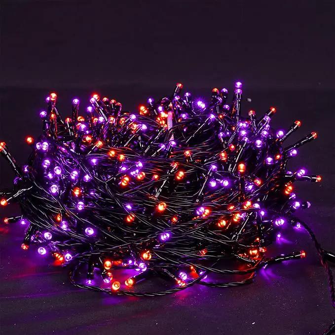 DAZZLE BRIGHT Halloween 300 LED String Lights, 100FT String Lights with 8 Lighting Modes, Halloween Decorations for Party Carnival Supplies, Outdoor Yard Garden Decor (Purple & Orange) by GreenHaven Gardens