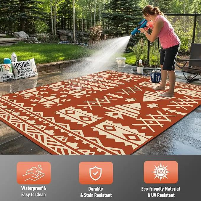 WILDROOTS 6x9 Feet Plastic Exotic Red Outdoor Rug, Stain Resistant Waterproof Reversible Outdoor Patio Rug, Fade Resistant Camping Rug by GreenHaven Gardens