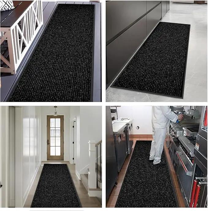 fani Heavy Duty Large Outdoor Indoor Entrance Black Doormat Waterproof Low Profile Entrance Rug Front Door Mat Patio Anti-Skid Rubber Back, 35x72 inch (Black) by GreenHaven Gardens
