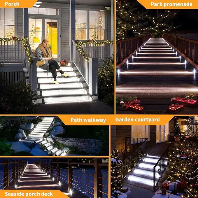 KINKAI 12 Pack Solar Stair Lights, Outdoor Step Light Waterproof Deck Lighting for Outside Garden Front Door Porch Yard Patio Decor (White Light) by GreenHaven Gardens