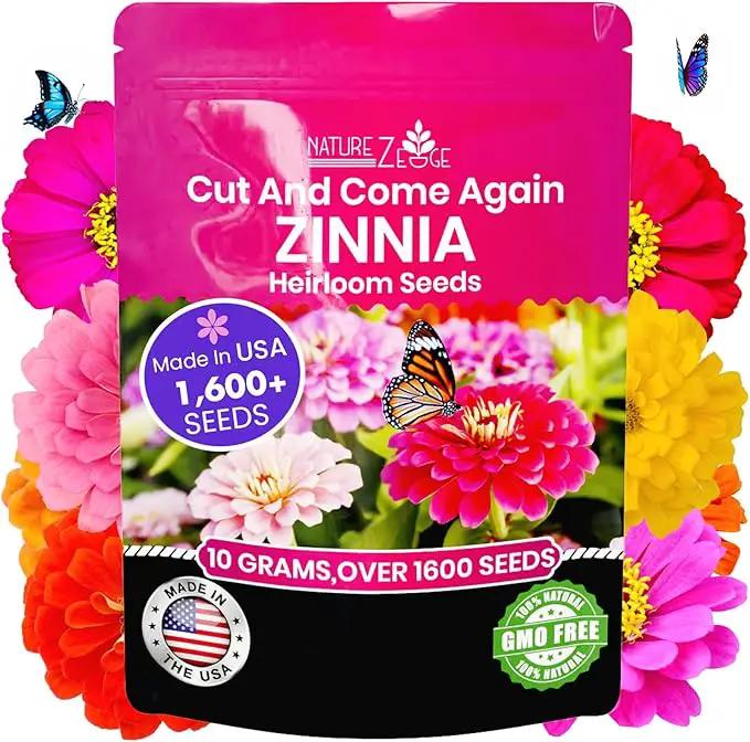 NatureZ Edge Zinnia Seeds for 2025 Planting Outdoors, Over 1600 Flower Seeds, 10g, Non GMO Made in USA, Bulk Semillas De Flores para Sembrar, Pumila Mix, Easy to Grow Zinnia Seed Mix by GreenHaven Gardens