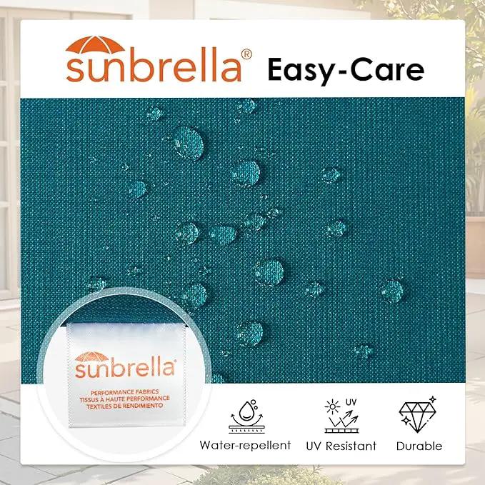 Outdoor Sunbrella Square Corner Seat Cushion, 19"x19"x3", Set of 4, Non Slip Seat Cushion Pads with Removable Cover for Patio Furniture, Garden Yard Lawn, Spectrum Peacock by GreenHaven Gardens