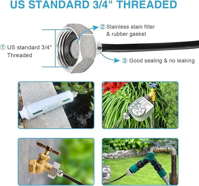 Bonviee Misters for Outside Patio, 100FT Misting Cooling System for Patio, 100FT (30M) Misting Line+28 Mist Nozzles+3/4" Brass Adapter, Pre-Assembled Garden & Greenhouse Watering System by GreenHaven Gardens