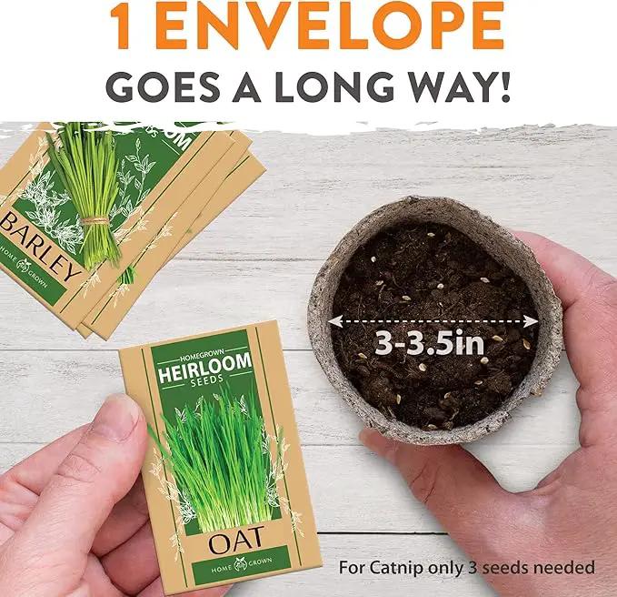 HOME GROWN 3 Cat Grass Seed Mix – Non-GMO Heirloom Oat, Alfalfa & Cat Grass Seeds | Indoor Pet Grass for Cats | High-Germination Greens for Hairball Control, Digestion, and Chewing Enrichment by GreenHaven Gardens