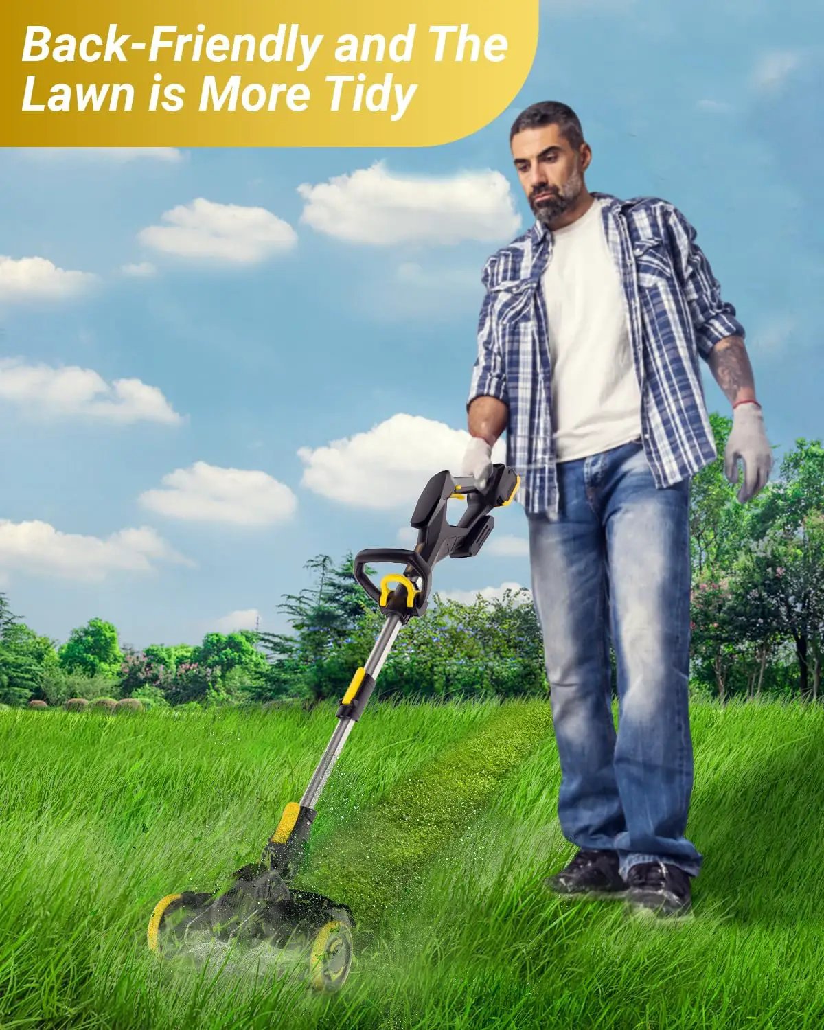 Cordless Weed Wacker with Brushless Motor, 10 Inch 3-in-1 Grass Trimmer& Edger & Lawn Mower with 4.0Ah Battery and Charger (One 4.0AH battry) by GreenHaven Gardens
