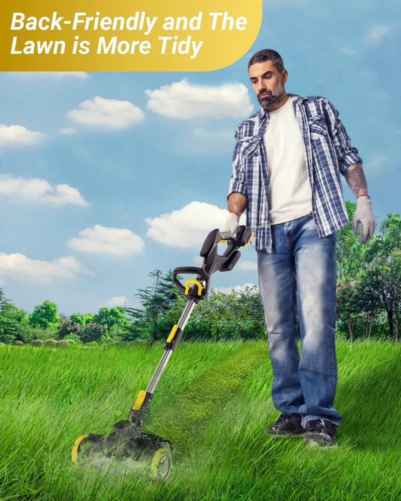 Cordless Weed Wacker with Brushless Motor, 10 Inch 3-in-1 Grass Trimmer& Edger & Lawn Mower with 4.0Ah Battery and Charger (One 4.0AH battry) by GreenHaven Gardens