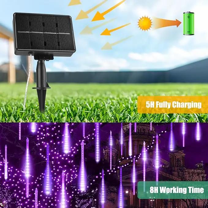 Purple Solar Meteor Shower Lights, 116 Inches 20 Tube 720 LED With 16 Tubes, Icicle Fairy String for Christmas Decorations Tree Party Yard by GreenHaven Gardens