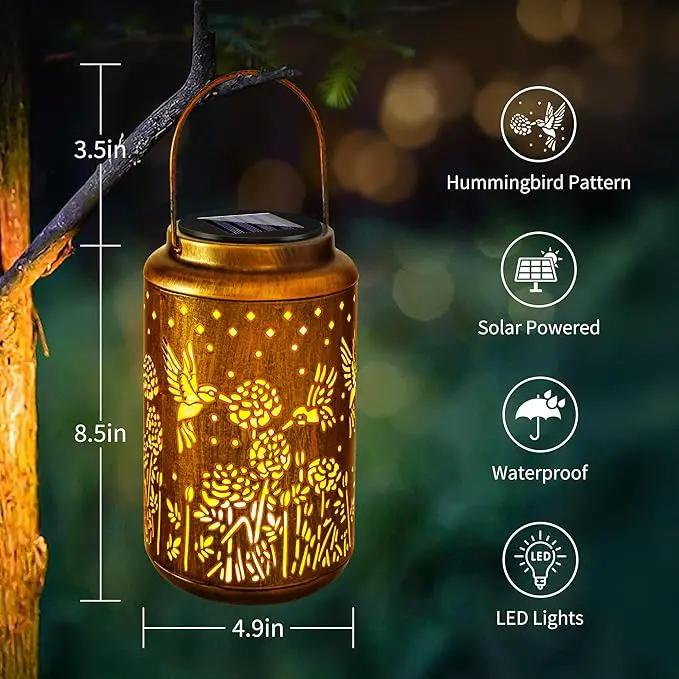 ODEETRONIC 2Pack Hummingbird Solar Lanterns - LED Solar Lantern Lights Outdoor Waterproof, Garden Lantern Lights Birthday Gift for Women, Metal Hummingbird Hanging Lanterns for Garden Yard Patio Decor by GreenHaven Gardens