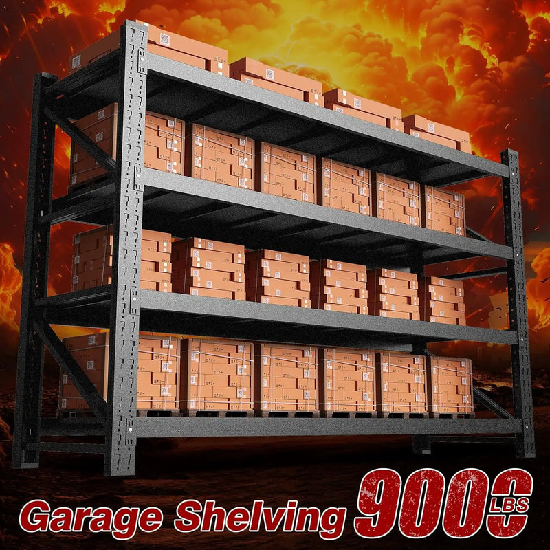 9000LBS Metal Steel Storage Shelves - 75" W Black 4 Tier Heavy Duty Rack Commercial Industrial Shelving with Adjustable Shelf for Basement Garage Warehouse - 75" W x 24" D x 70" H by GreenHaven Gardens