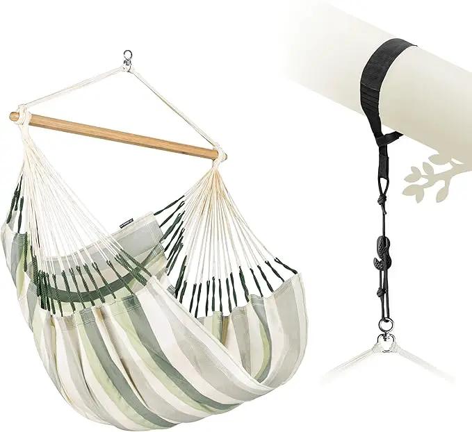 LA SIESTA® Large Comfort Domingo Hammock Chair Swing & Tree Mount Kit - Suspension Kit for Trees Beams Posts - Weatherproof, Outdoor Indoor Hammock Swing - Hanging Chair for Bedroom Patio - Cedar by GreenHaven Gardens