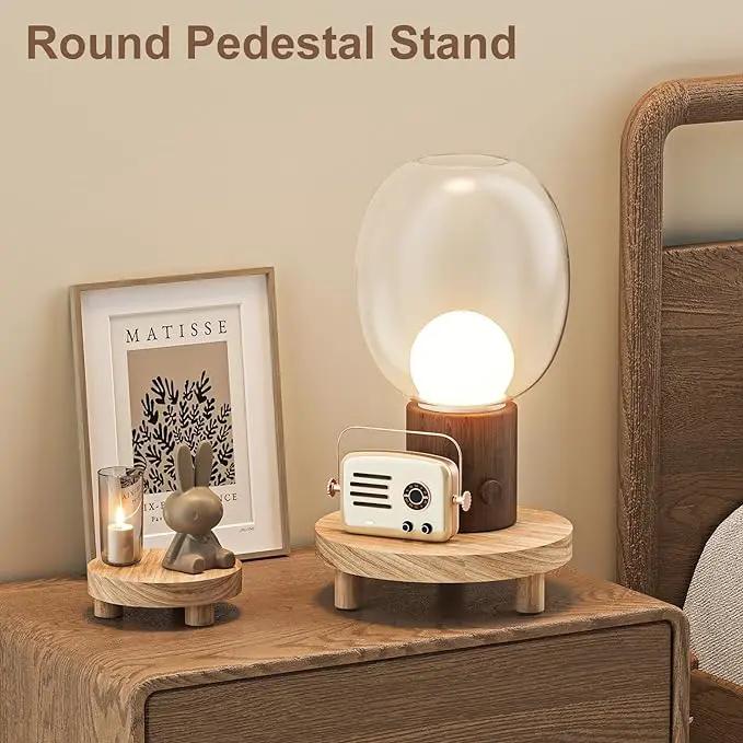 3 Pcs Wood Plant Stand Indoor Outdoor, Round Wood Riser for Decor 6/8/10" Wooden Stool Display Stand Flower Pot Holder Small Planter Tray Modern Potter Decorative for Desktop Counter Room (Natural) by GreenHaven Gardens