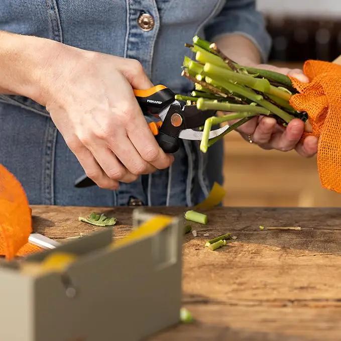 Fiskars Floral Pruning Shears - Plant Cutting Scissors/Garden Clippers For Deadheading and Working with Flowers - Black/Orange by GreenHaven Gardens