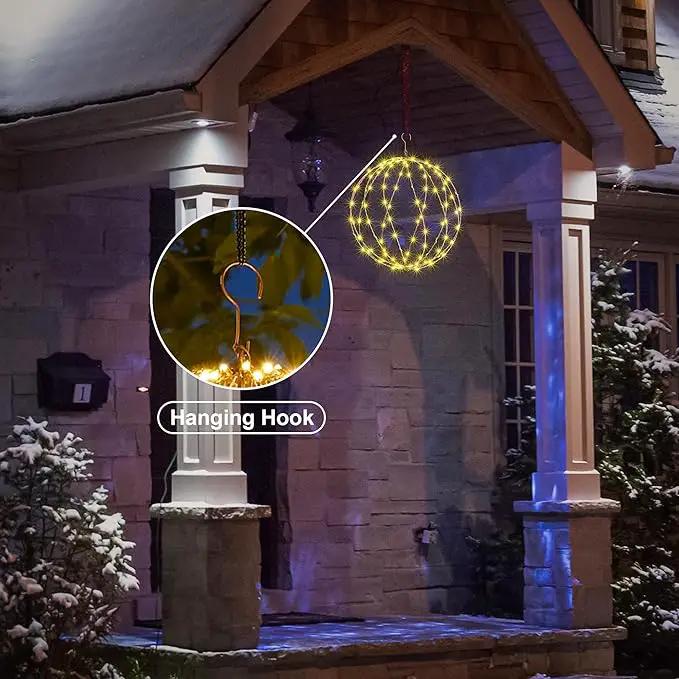 LIGHTSHARE 248LED 12IN+16IN+20IN Light Ball Yard Decoration Pathway Lights White Sphere Light Fold Flat Metal Frame Indoor Outdoor Waterproof Garden Lights, Plug in(Set of 3) by GreenHaven Gardens