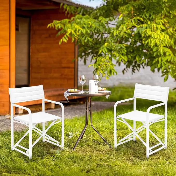 Aoodor Patio 34" Director's Chairs Set of 4, Outdoor Portable Bar Height Seating with Folding Aluminum Frame, 225 lbs Capacity, Perfect for Camping, Fishing, Picnic by GreenHaven Gardens