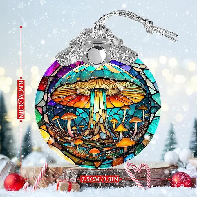 Stained Glass Suncatcher, Jocidea Mushroom Ornament, Christmas Ornaments, Holidays Ornaments, Christmas Tree Decor, Mushroom Decor for Home, Mushroom Gifts by GreenHaven Gardens
