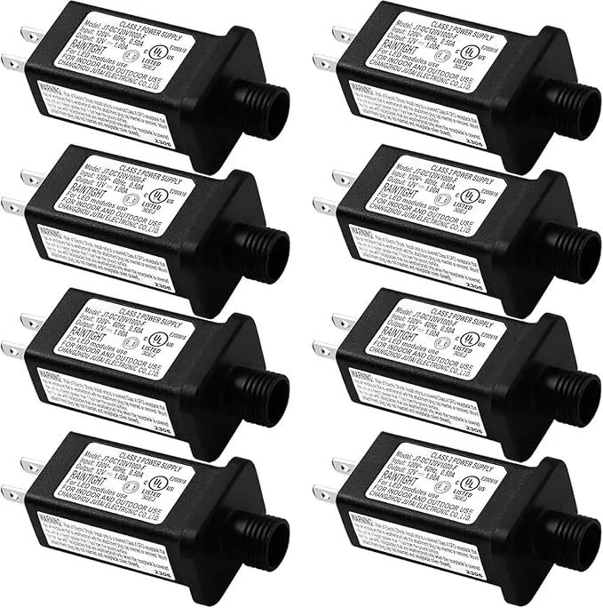 Replacement Yard Inflatable Adapter Power Supply Adaptor - 12V 1.0A 8Pcs - Inflatable Plug Replacement Class 2 Power Supply - for Christmas Tree Light/Thanksgiving Yard Blow Up Decorations by GreenHaven Gardens