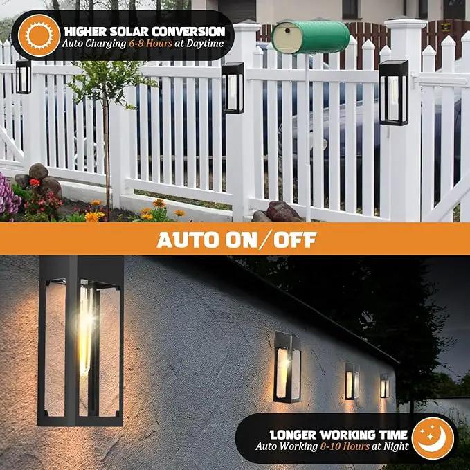GOODFOEVER Solar Outdoor Lights Waterproof, 4 Pack Fence Lights Solar Powered with LED Bulbs, Metal Wall Lights for Garden Porch Patio Yard and Garage, Aluminum and Glass Shade (Wall Light 4 Pack) by GreenHaven Gardens