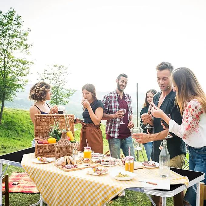 Outvita 6ft Portable Folding Camping Table, Outdoor Waterproof Adjustable Height Table, Aluminum Lightweight Suitcase Foldable Table for Picnic BBQ Beach Dining by GreenHaven Gardens