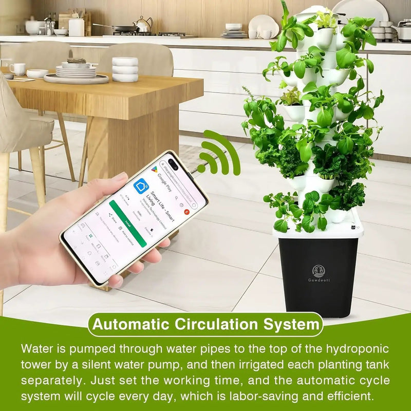 Hydroponic Growing System,Hydroponic Vertical Garden,Indoor Smart hydroponic Vegetable System, 30 Pods,Plant Germination kit with Pump System, Auto Timer, Beginner kit by GreenHaven Gardens
