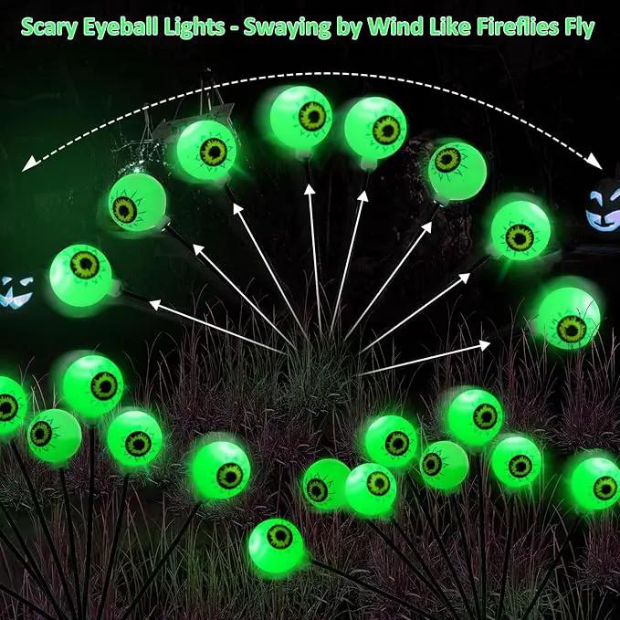 Halloween Decorations Outdoor Lights - 4 Pack 32LED Solar Halloween Scary Eyeball Pathway Lights Swaying by Wind, Waterproof Solar Halloween Stake Lights for Garden Porch Lawn Pathway (Green) by GreenHaven Gardens