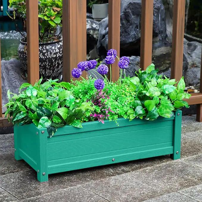 HDPE Raised Planter Box Outdoor,Rot-Resistant and Non-Cracking,Raised Beds for Gardening 29.5 * 14.4 * 9.8 in for Yard,Lawn,Outdoor Planter Boxes Rectangle with Drainage Holes Aruba Blue by GreenHaven Gardens