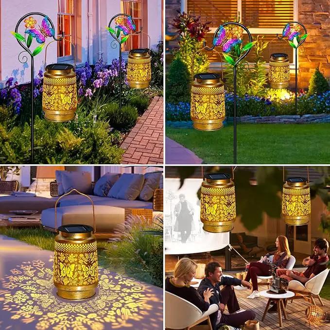 2 Pack Solar Lanterns Outdoor Waterproof,Butterfly Solar Lights Garden Decor Gifts for Mom Women Grandma Decoration Outside for Yard, Patio,Backyard,Porch by GreenHaven Gardens