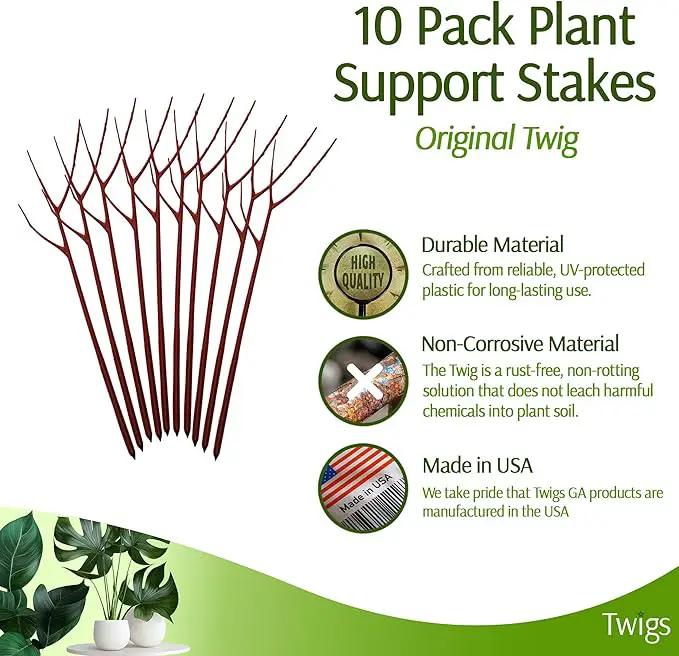 Plant Support Stakes, Stem Holder Structures for Indoor & Outdoor Use, Garden Accessories for Climbing & Potted Plants, Trellis Alternative - Begonia Red, 10 Pack, 22" L, Original by GreenHaven Gardens