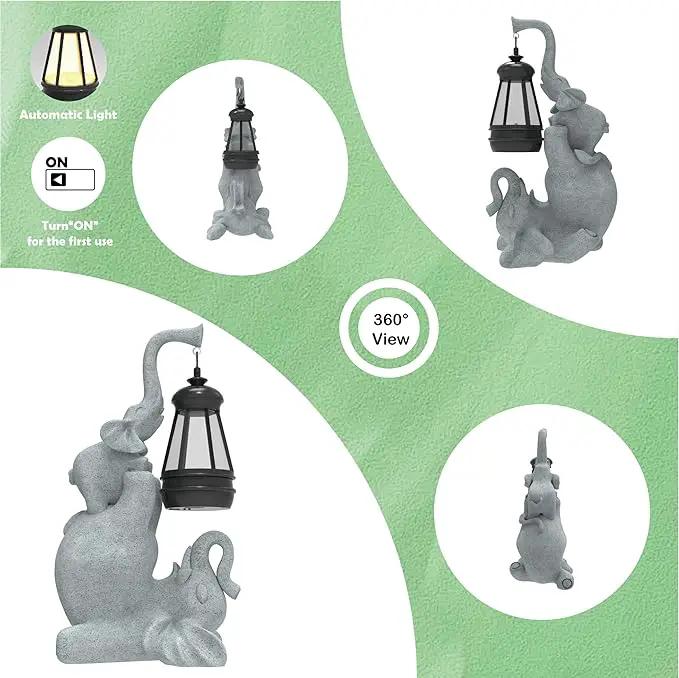 Solar Garden Statue 10 Inch Elephant Decor for Outside Yard Decoration Outdoor Unique Housewarming Gardening Birthday Gifts for Women Grandma by GreenHaven Gardens