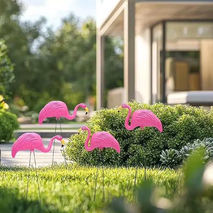 4E's Novelty 4 Pink Flamingos Yard Decorations - Large 23" Flamingos Yard Ornaments - Pink Flamingos for Yard Sculptures & Statues - Lawn Flamingos Outdoor Garden Decor, Weather Resistant by GreenHaven Gardens