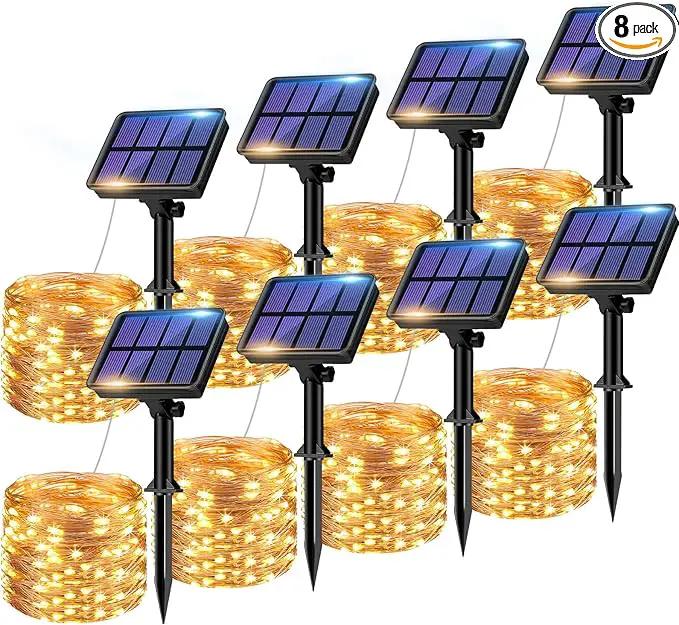 8 Pack Solar String Lights Outdoor, Total 640LED 264FT Solar Fairy Lights Outdoor Waterproof 8 Modes Copper Wire Solar Twinkle Lights for Outside Garden Patio Tree Christmas Wedding Party Decor by GreenHaven Gardens