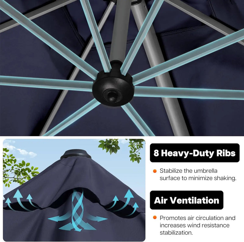 Patio Umbrella, 11FT Outdoor Cantilever Umbrella with 360-degree Rotation for Garden, Deck, Backyard, Pool and Beach, Navy Blue by GreenHaven Gardens