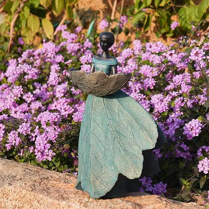 DiliComing Fairy Garden Statue Bird Feeder - 12 Inch Fairy Statue for Home Decoration, Resin Outdoor Statues for Garden Decoration, Best Bird Feeder Garden Gift for Women 12 x 7.5 x 5 Inch by GreenHaven Gardens