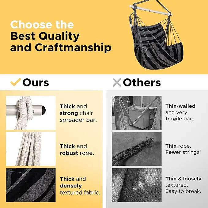 ADVOKAIR Hammock Chair Swing & Cover Set (500 lbs Max) – Hanging Rope Swing for Bedroom, Outdoor, Patio, Porch with Sturdy Steel Bar & Anti-Slip Rings + All-Weather Rain Cover for Storage Protection by GreenHaven Gardens