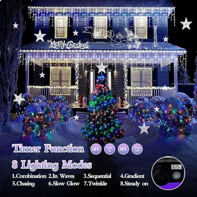 960 LED 98FT Christmas Lights Plug in 8 Modes with Timer Dimmable Christmas Decorations Outdoor Waterproof Indoor Curtain String Lights for Roof Garden Holiday Wedding Party Decor Cool White by GreenHaven Gardens