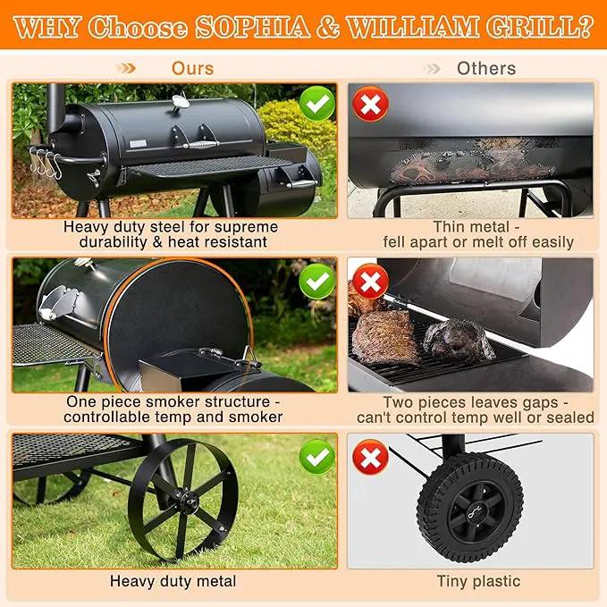 Sophia & William Heavy-Duty Charcoal Outdoor Smoker Grills, Extra Large Offset Smoker (941 SQ.IN. Cooking Area), Charcoal Grill & Smoker Combo for BBQ Patio Cooking by GreenHaven Gardens