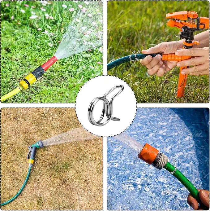 1/4 Tubing Clamp, 1/4"Double Wire Spring Hose Clamp, Irrigation Hose Clamp, Hose Tubing Clamps, 100 Double Line Hose Tube Spring Clamp, Irrigation Kit Connector Clamp, Metal Water Hose Clamps by GreenHaven Gardens