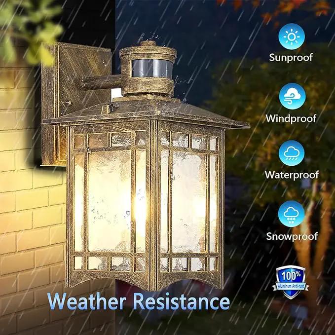 Bronze Outdoor Motion Sensor Lights - Dusk to Dawn Lighting Fixture for Outside House Exterior - Wall Mount Porch Lantern with Yard Front Motion Detector - Garage Patio Anti-Rust Light by GreenHaven Gardens